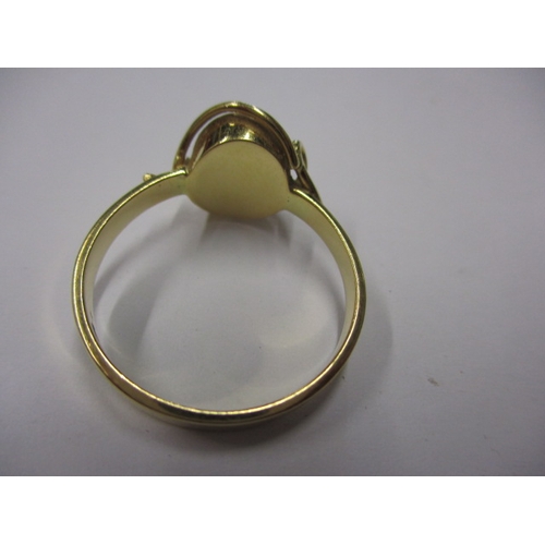 6 - A 750 yellow gold ring with central cabochon opal, approx. ring size ‘S’ approx. weight 4.2g, in goo... 