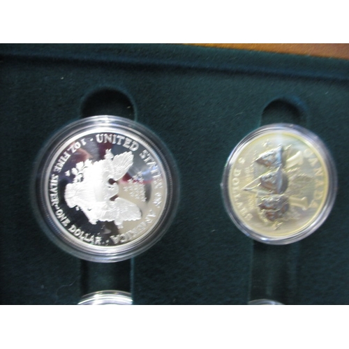 61 - A boxed set of silver proof commemorative coins, “The Allied Forces”, with original paperwork