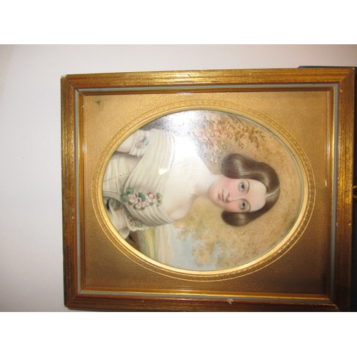 88 - An antique portrait miniature of Miss Paynter by Charles Foot Taylor dated 1849, approx. image size ... 