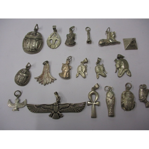 228 - A parcel of Egyptian white metal charms, some with marks, approx. gross parcel weight 47.5g,  all in... 