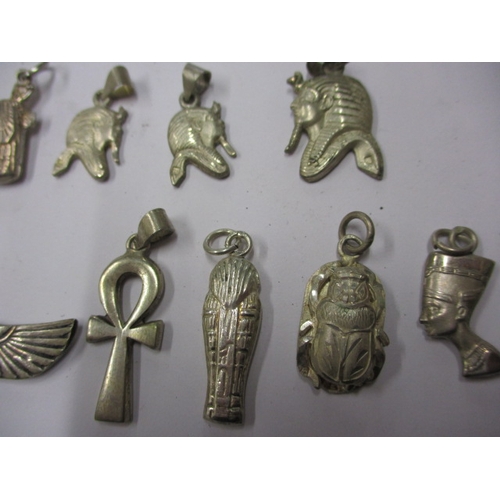 228 - A parcel of Egyptian white metal charms, some with marks, approx. gross parcel weight 47.5g,  all in... 