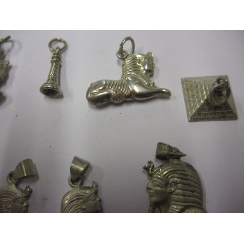 228 - A parcel of Egyptian white metal charms, some with marks, approx. gross parcel weight 47.5g,  all in... 