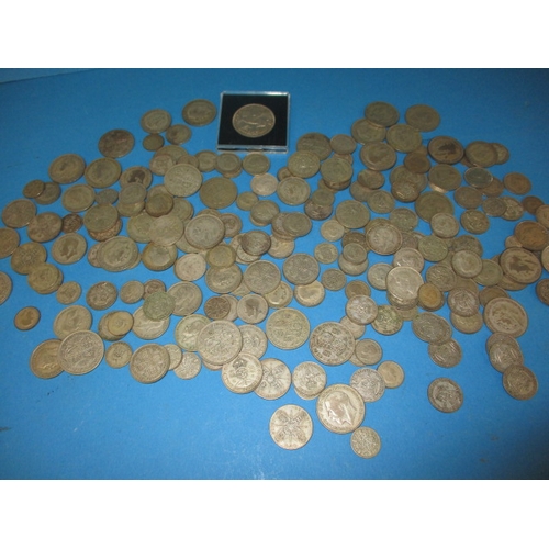 214 - Approx 1.5kg pre-decimal part silver coins, all in circulated condition, various grades and denomina... 