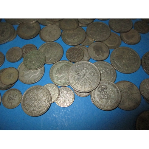 214 - Approx 1.5kg pre-decimal part silver coins, all in circulated condition, various grades and denomina... 