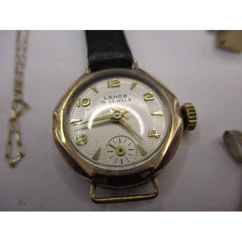 104 - Two gold cased wrist watches and other gold jewellery items, all in used condition, watches not test... 