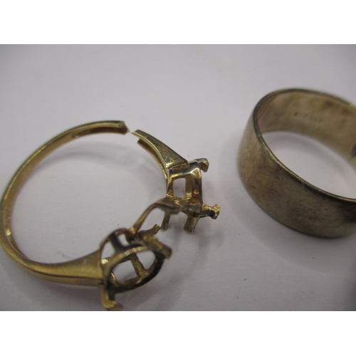 55 - Three rings and a brooch, all marked for 9ct gold, some damages so sold as scrap, approx. gross parc... 