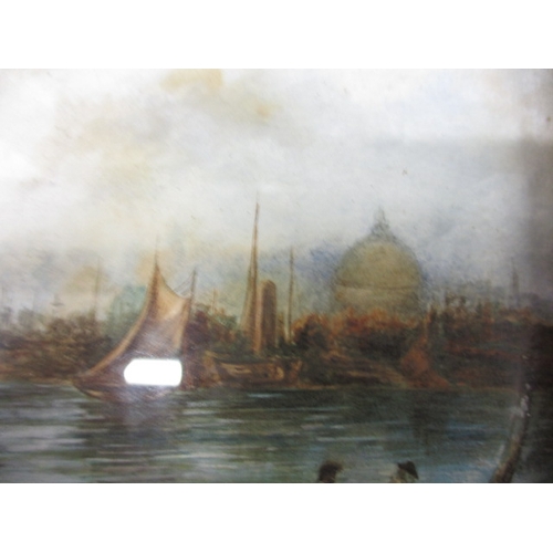 345 - A 19th century continental school watercolour, ships on river scene, approx. image size 17x13cm in g... 