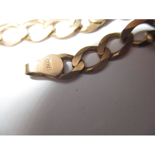 59 - A 9ct yellow gold flat curb link necklace, approx. linear length 52cm, approx. weight 14g, in useabl... 