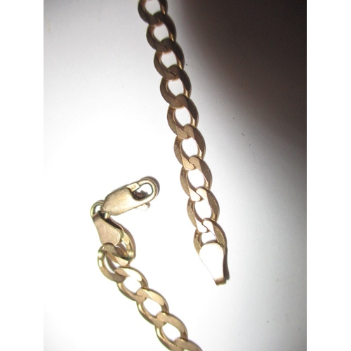 59 - A 9ct yellow gold flat curb link necklace, approx. linear length 52cm, approx. weight 14g, in useabl... 