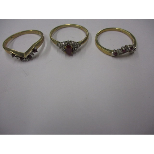 1 - A vintage 9ct gold Triple ring set, each having diamonds and rubies, approx. ring size ‘P’, approx. ... 