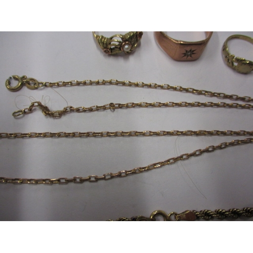 64 - A parcel of 9ct gold jewellery items, to include a rope bracelet, all in used condition, approx. gro... 