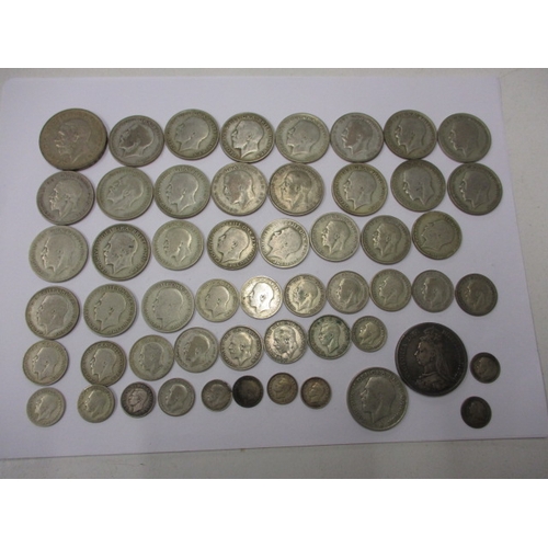 217 - A parcel of pre-decimal silver and part silver coins, approx. parcel weight 498.5g, all in circulate... 