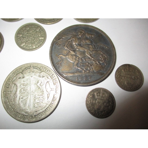 217 - A parcel of pre-decimal silver and part silver coins, approx. parcel weight 498.5g, all in circulate... 