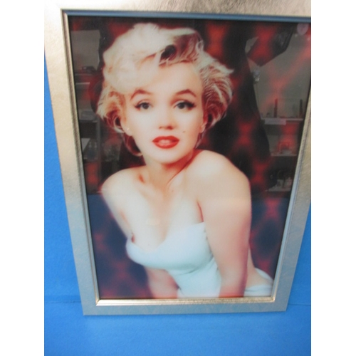 352 - A framed 3d image of Marilyn Monroe, approx. image size 29x20cm