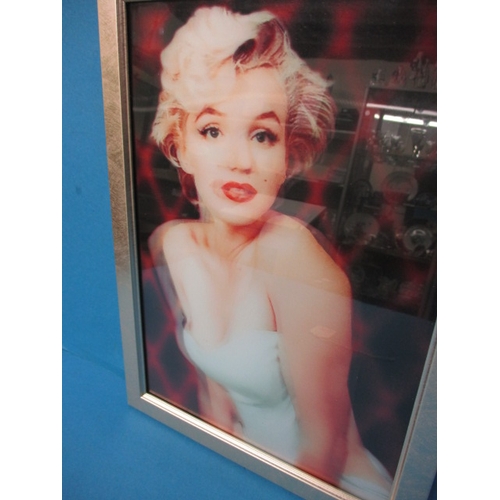 352 - A framed 3d image of Marilyn Monroe, approx. image size 29x20cm