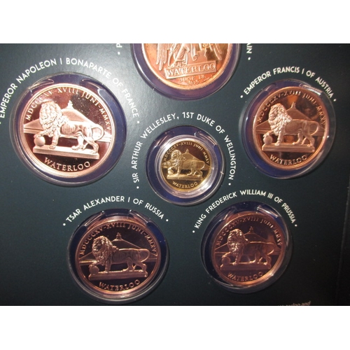 183 - Battle of Waterloo collectors coin set in presentation folder, to include 1 gold example