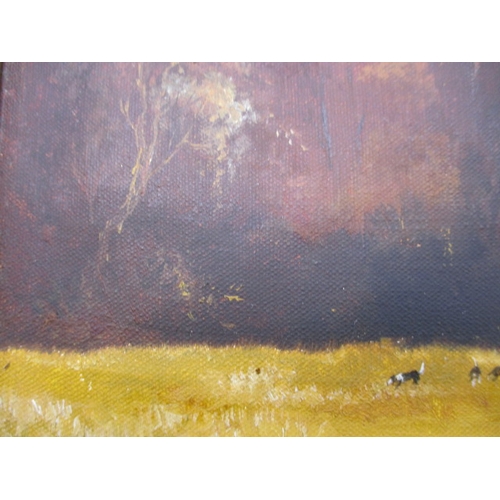 346 - Oil on canvas hunting scene, signed lower right Bernard Willington, approx. image size 18x14cm in go... 