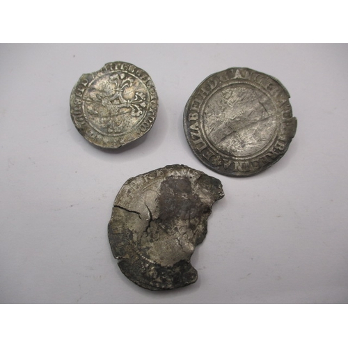 201 - Three silver hammered coins, to include a Charles Bold Double Patard c1460 and an Elizabeth I shilli... 