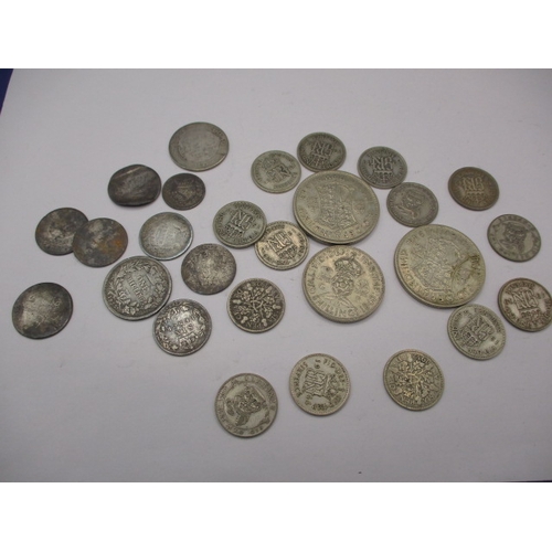 209 - A parcel of silver and part silver coins, all in circulated condition, some very worn, approx. gross... 