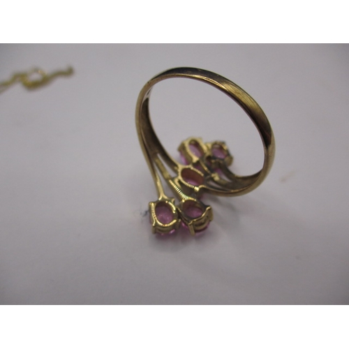 34 - A parure of 9ct yellow gold and pink sapphire, approx. ring size ‘Q’, approx. gross parcel weight 5.... 