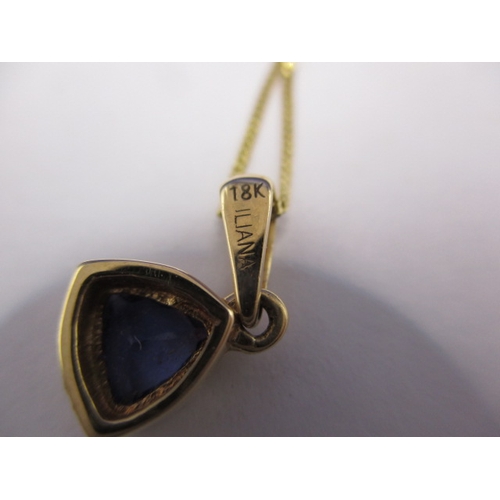 71 - A 9ct yellow gold necklace chain with 18ct gold and tanzanite pendant, approx. gross weight 2.1g app... 