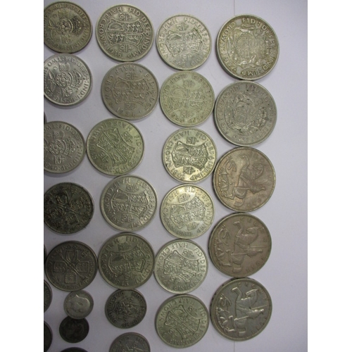 210 - A parcel of pre-decimal part silver coins, all in circulated condition with some very fine grades, a... 