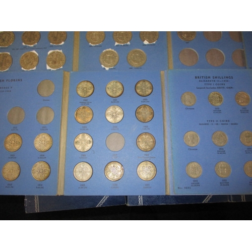 220 - A parcel of pre-decimal coin in collectors folders, to include silver and part silver examples, all ... 