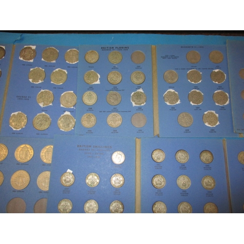 220 - A parcel of pre-decimal coin in collectors folders, to include silver and part silver examples, all ... 