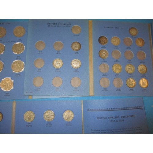 220 - A parcel of pre-decimal coin in collectors folders, to include silver and part silver examples, all ... 