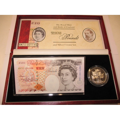 188 - A Royal Mint Bank of England £10 note and silver crown set, in original presentation case