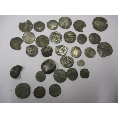 207 - A parcel of Roman and later silver and bronze coins and some tokens, all in circulated condition, va... 