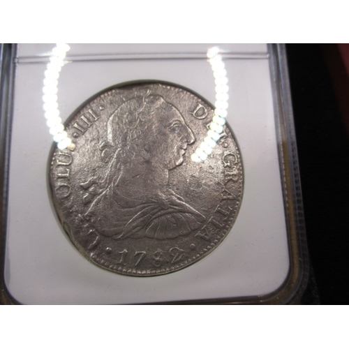 189 - A 1782 Mexican 8 Reals silver coin, a shipwreck recovery from the Spanish El Cazador which sank in 1... 