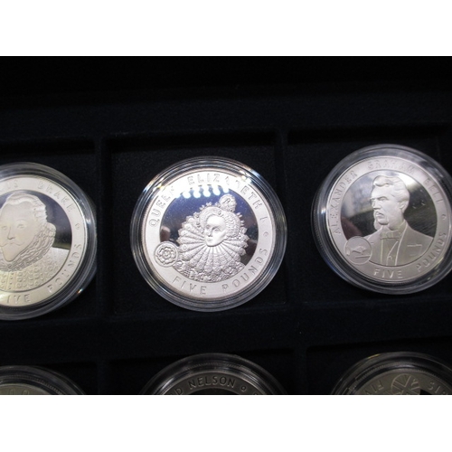 190 - A collection of 20 sterling silver proof £5 coins, each weighing 28.28g in presentation box with cer... 