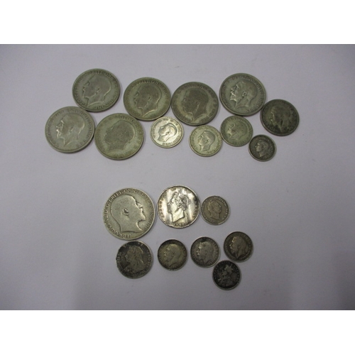 212 - A parcel of silver and part silver pre-decimal coins, all in circulated condition, approx. gross par... 