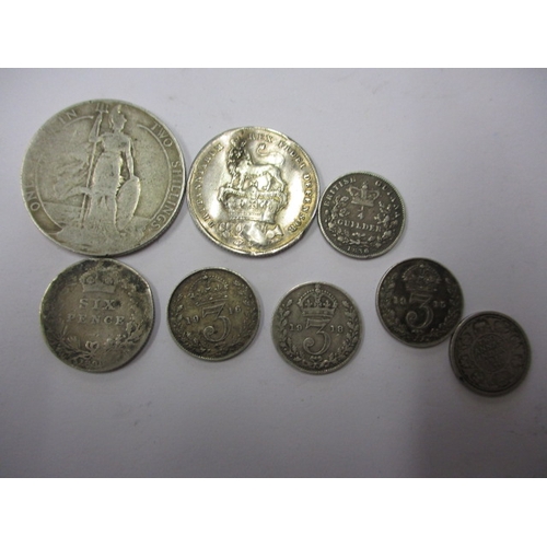 212 - A parcel of silver and part silver pre-decimal coins, all in circulated condition, approx. gross par... 