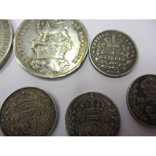 212 - A parcel of silver and part silver pre-decimal coins, all in circulated condition, approx. gross par... 