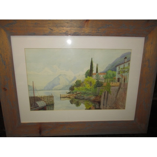 347 - A continental costal scene watercolour, signed lower right, approx. frame size 78x60cm in good pre-o... 