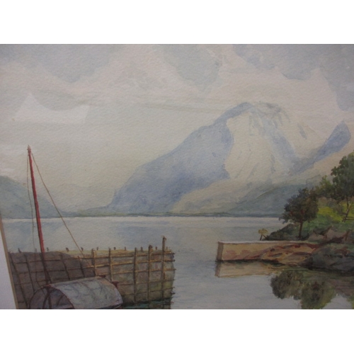 347 - A continental costal scene watercolour, signed lower right, approx. frame size 78x60cm in good pre-o... 