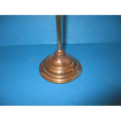 An antique copper and brass adjustable hat stand, marked to base Harris