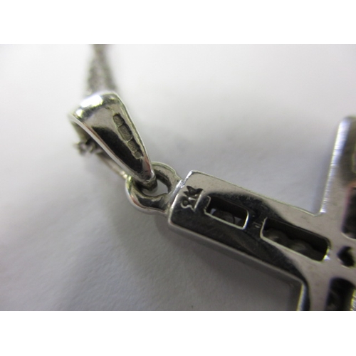 86 - A 9ct white gold necklace with diamond set cross pendant, in good useable pre-owned condition with w... 