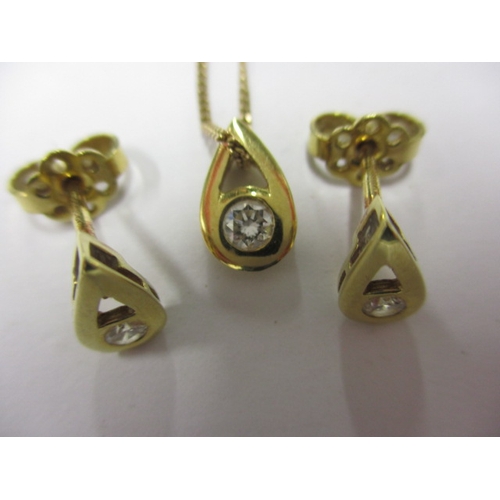 87 - A 9ct yellow gold and diamond necklace, and matching earrings, in useable pre-owned condition, appro... 