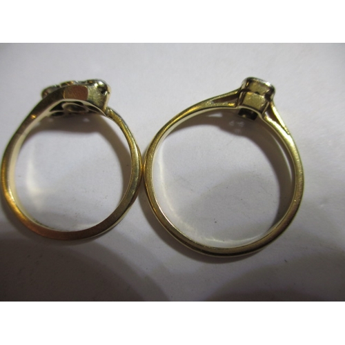 36 - Two 18ct yellow gold and platinum diamond rings, approx. ring sizes N & J, approx. gross parcel weig... 