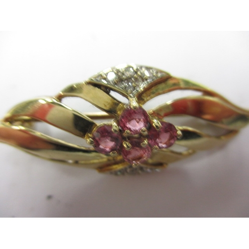 95 - A 9ct gold, diamond and ruby brooch, in useable pre-owned condition, approx. weight 3.5g