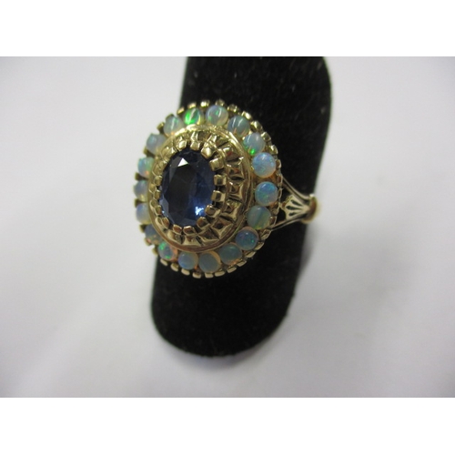 20 - A vintage 9ct yellow gold opal and sapphire dress ring, approx. ring size ‘O’, approx. weight 3.9g, ... 