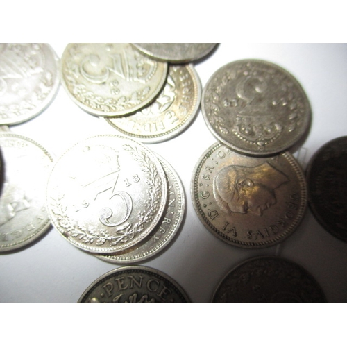 213 - A parcel of silver and part silver 3d coins, all circulated with some very fine grades, approx. gros... 