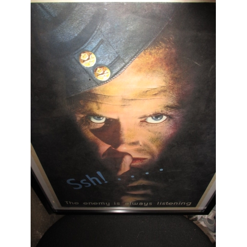 354 - A genuine H M Stationary Office “The enemy is always listening” poster, in modern art frame, approx.... 