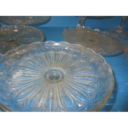 16 - A parcel of vintage glass cake stands, all in used condition with no observed damage