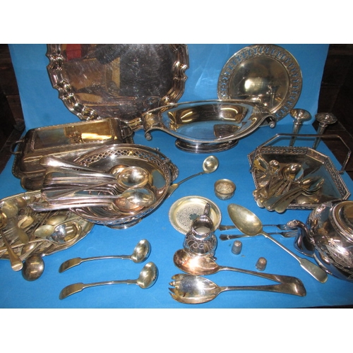 64 - A parcel of plated metal items, all in used condition