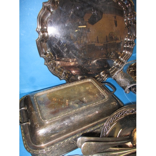 64 - A parcel of plated metal items, all in used condition