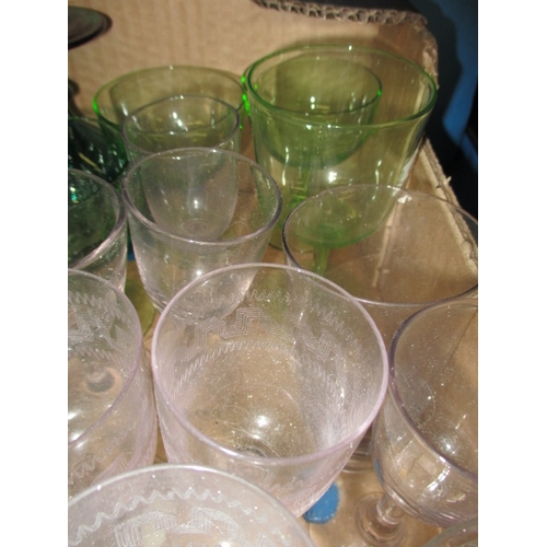 65 - A parcel of antique and later drinking glasses, to include hand-blown examples, all in used conditio... 